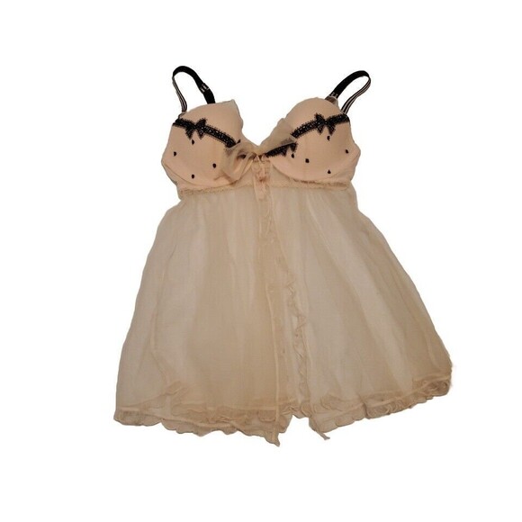 Victoria's Secret Other - Victoria's Secret Light Pink Lace Lingerie 36C Push Up Padded Bows & Strips